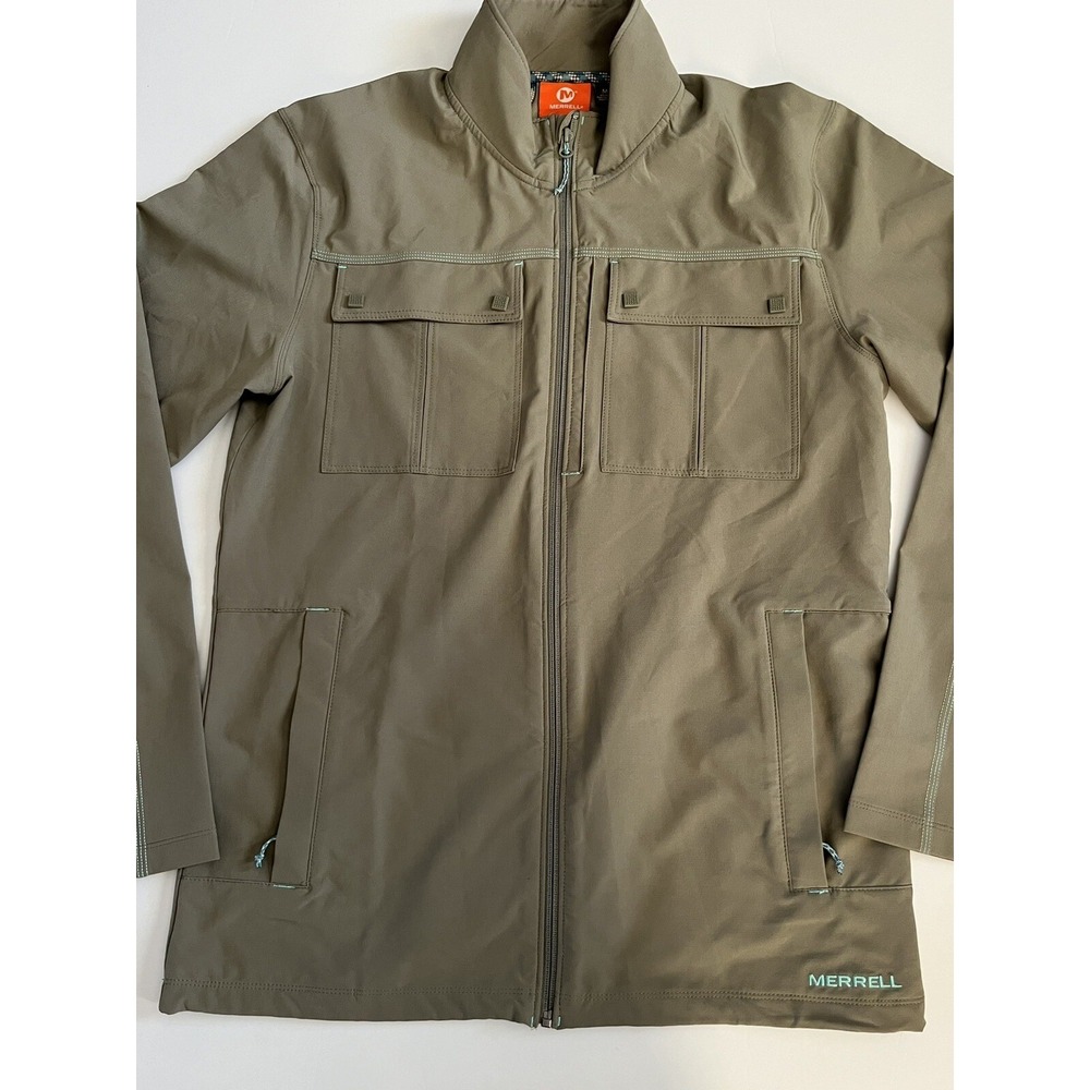 Merrell Mens size M Front Patch Pockets Stretch Soft Shell Travel Jacket